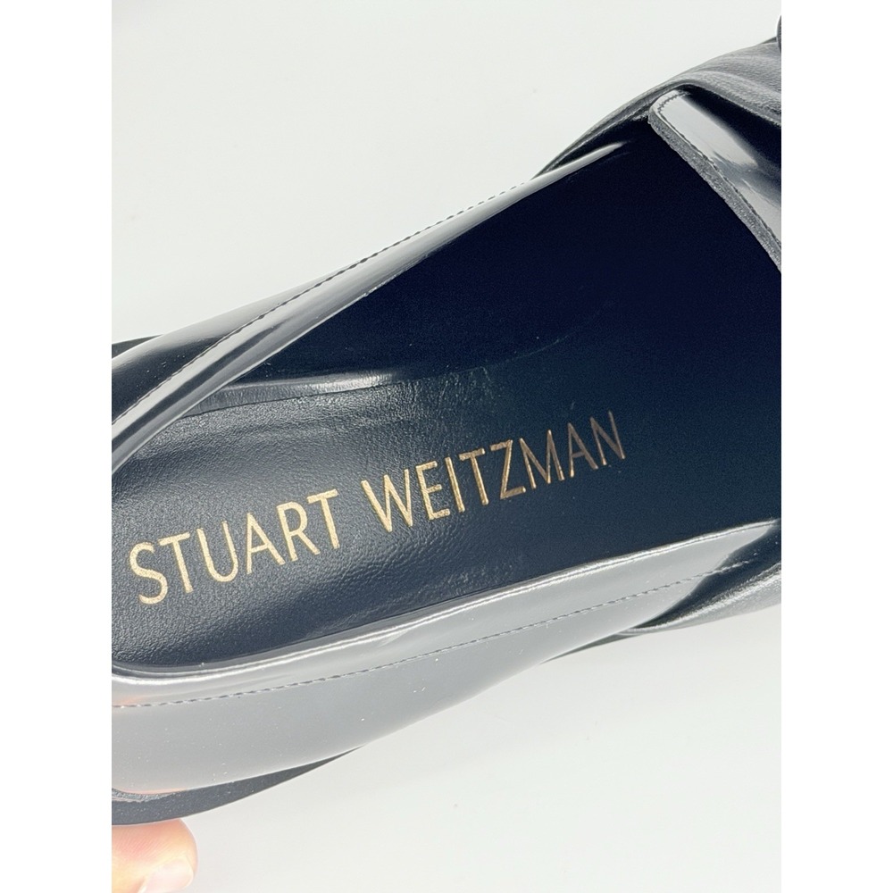 Stuart Weitzman Sofia Bow Loafers Black Leather Women's 9B Made Spain SH074 - Picture 9 of 13